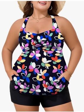 Plus Size Floral Tankini Top